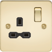 Knightsbridge 13A 2G DP Switched Socket with Twin Earths - Polished Brass with Black Insert