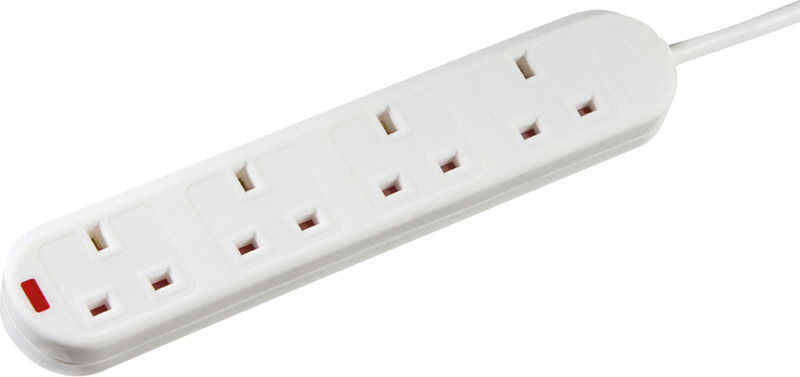 Knightsbridge 20043M white 4-gang 3m extension lead with neon indicator