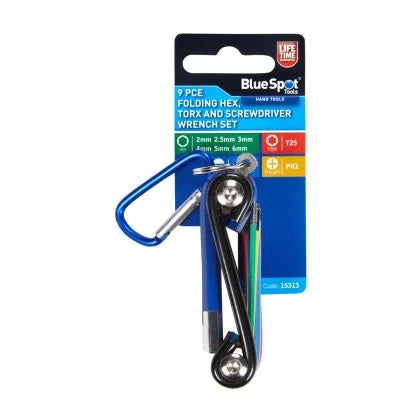 Blue Spot Tools 9 PCE Folding Hex, Torx and Screwdriver Set