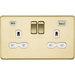 Knightsbridge 13A 2G SP Switched Socket with Dual USB A+C 5V DC 4.0A shared - Polished Brass with White Insert