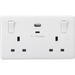Knightsbridge 13A 2G SP Switched Socket with Dual USB A+C 5V DC 4.8A shared with Outboard Rockers