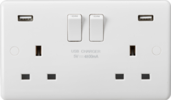 Knightsbridge 13A 2G DP Switched Socket with Dual USB A+A 5V DC 4.8A shared