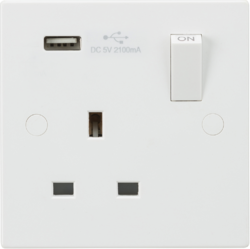 Knightsbridge 13A 1G SP Switched Socket with USB -A 5V DC 2.1A