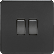 Knightsbridge 10AX 2G 2-way Switch - Matt Black with black rockers
