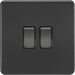 Knightsbridge 10AX 2G 2-way Switch - Matt Black with black rockers