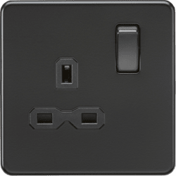 Knightsbridge 13A 1G DP Switched Socket - Matt Black with Black Insert