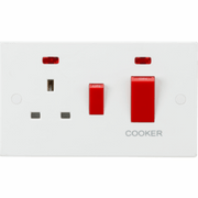 Knightsbridge 45A DP Switch & 13A Socket with Neons - Red Rocker