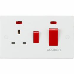 Knightsbridge 45A DP Switch & 13A Socket with Neons - Red Rocker