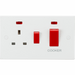 Knightsbridge 45A DP Switch & 13A Socket with Neons - Red Rocker