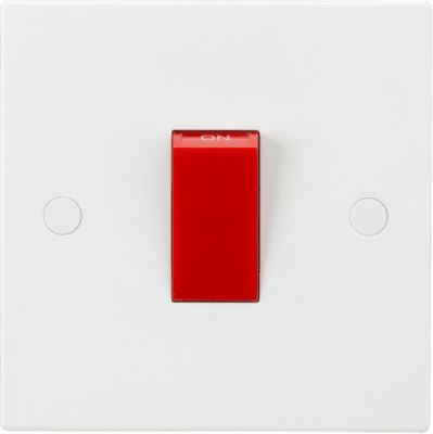 Knightsbridge 45A DP Switch 2G size - Red Rocker