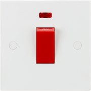 Knightsbridge 45A DP Switch & 13A Socket with Neons - Red Rocker