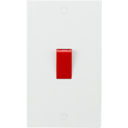Knightsbridge 45A DP Switch 2G size - Red Rocker