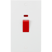 Knightsbridge 45A DP Switch & 13A Socket with Neons - Red Rocker