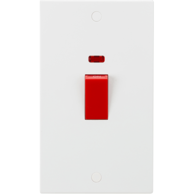 Knightsbridge 45A DP Switch & 13A Socket with Neons - Red Rocker