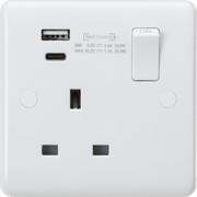 Knightsbridge 13A 2G SP Switched Socket with Dual USB A+C 5V DC 4.8A shared with Outboard Rockers