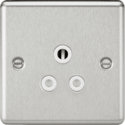 Knightsbridge 5A Unswitched Socket - Brushed Chrome with White Insert