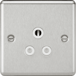 Knightsbridge 5A Unswitched Socket - Brushed Chrome with White Insert
