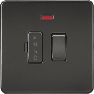 Knightsbridge 13A Switched Fused Spur Unit - Matt Black with black fuse cover