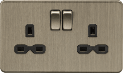 Knightsbridge 13A 1G DP Switched Socket - Matt Black with Black Insert