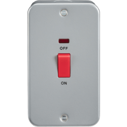 Knightsbridge Metal Clad 45A DP Switch with Neon - Large Plate
