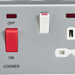 Knightsbridge Metal Clad 2G 45A DP Cooker Switch and 13A Switched Socket with Neons