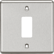 Knightsbridge 1G Grid Faceplate Rounded Edge Brushed Chrome