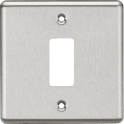 Knightsbridge 1G Grid Faceplate Rounded Edge Brushed Chrome