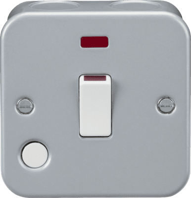 Knightsbridge Metal Clad 20A 1G DP Switch with Neon