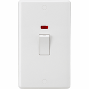 Knightsbridge 45A DP Switch & 13A Socket with Neons - White Rocker