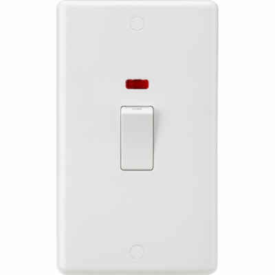 Knightsbridge 45A DP Switch & 13A Socket with Neons - White Rocker