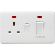 Knightsbridge 45A DP Switch & 13A Socket with Neons - White Rocker