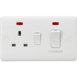 Knightsbridge 45A DP Switch & 13A Socket with Neons - White Rocker