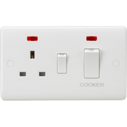 Knightsbridge 45A DP Switch with Neon 1G size - White Rocker