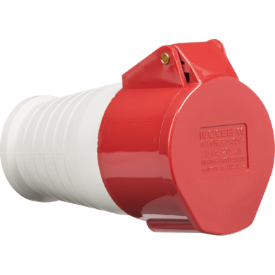 Knightsbridge 415V IP44 16A Angled Panel Mount Socket 3P+N+E - Red