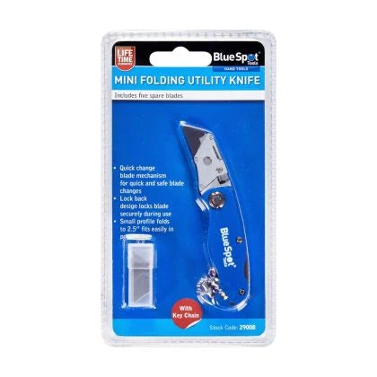 Blue Spot Tools Mini Folding Utility Knife With Blades
