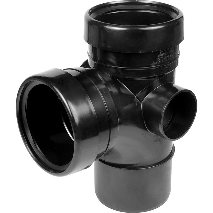 110mm 92° Double Socket Branch Spigot Black - Soil Pipe