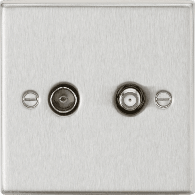 Knightsbridge TV Outlet non-isolated - Brushed Chrome