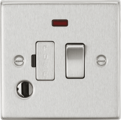 Knightsbridge 20A 1G DP Switch with Neon & Flex Outlet - Brushed Chrome