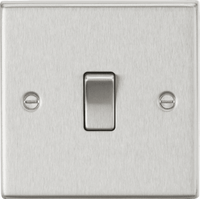 Knightsbridge 20A 1G DP Switch with Neon & Flex Outlet - Brushed Chrome
