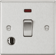Knightsbridge 20A 1G DP Switch with Neon & Flex Outlet - Brushed Chrome