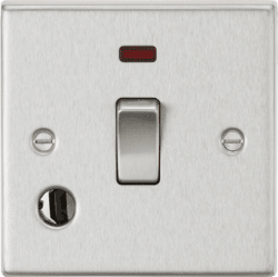 Knightsbridge 20A 1G DP Switch with Neon - Brushed Chrome