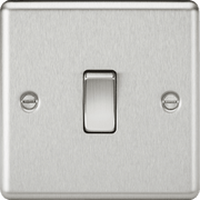 Knightsbridge 13A 1G DP Switched Socket, Dual USB White Insert - Rounded Edge Brushed Chrome