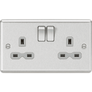 Knightsbridge 13A 1G DP Switched Socket - Brushed Chrome with Grey Insert