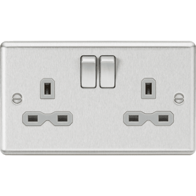 Knightsbridge 13A 1G DP Switched Socket - Brushed Chrome with Grey Insert