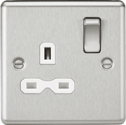 Knightsbridge 5A Unswitched Socket - Brushed Chrome with White Insert