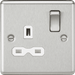 Knightsbridge 13A 1G DP Switched Socket, Dual USB White Insert - Rounded Edge Brushed Chrome