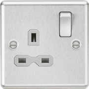 Knightsbridge 13A 1G DP Switched Socket - Brushed Chrome with Grey Insert