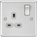 Knightsbridge 13A 1G DP Switched Socket - Brushed Chrome with Grey Insert