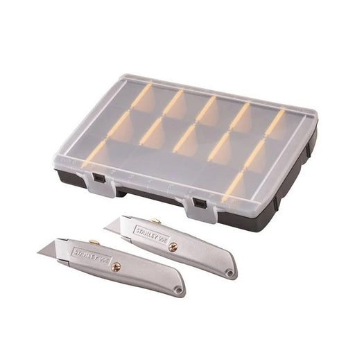 Stanley Knife Twin Pack +50 Blades In Organiser