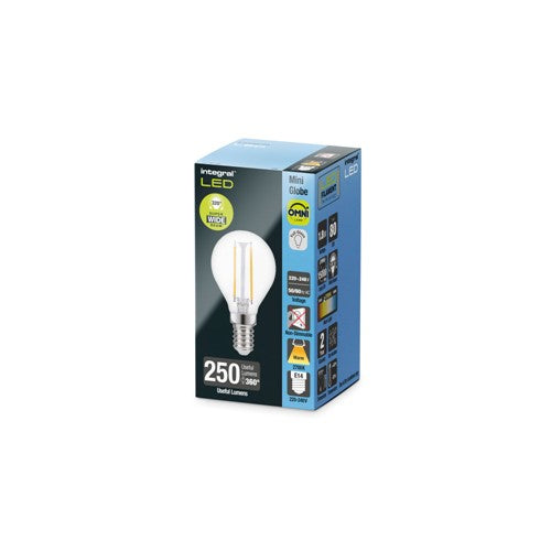 Integral LED Omni Filament Golf Ball Bulb E14 1.8W 2700K 250lm Clear